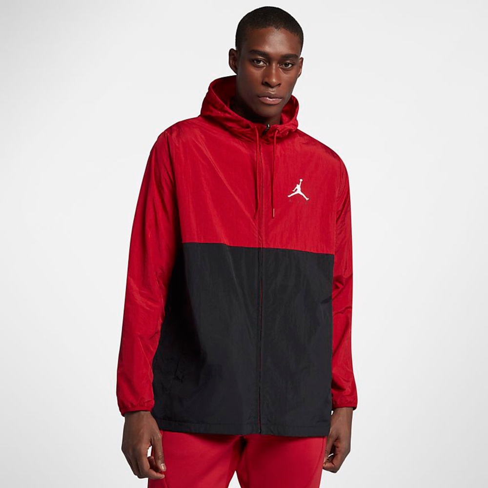 Jordan Men's Bold Red and Black Windbreaker Jumpman Size Large